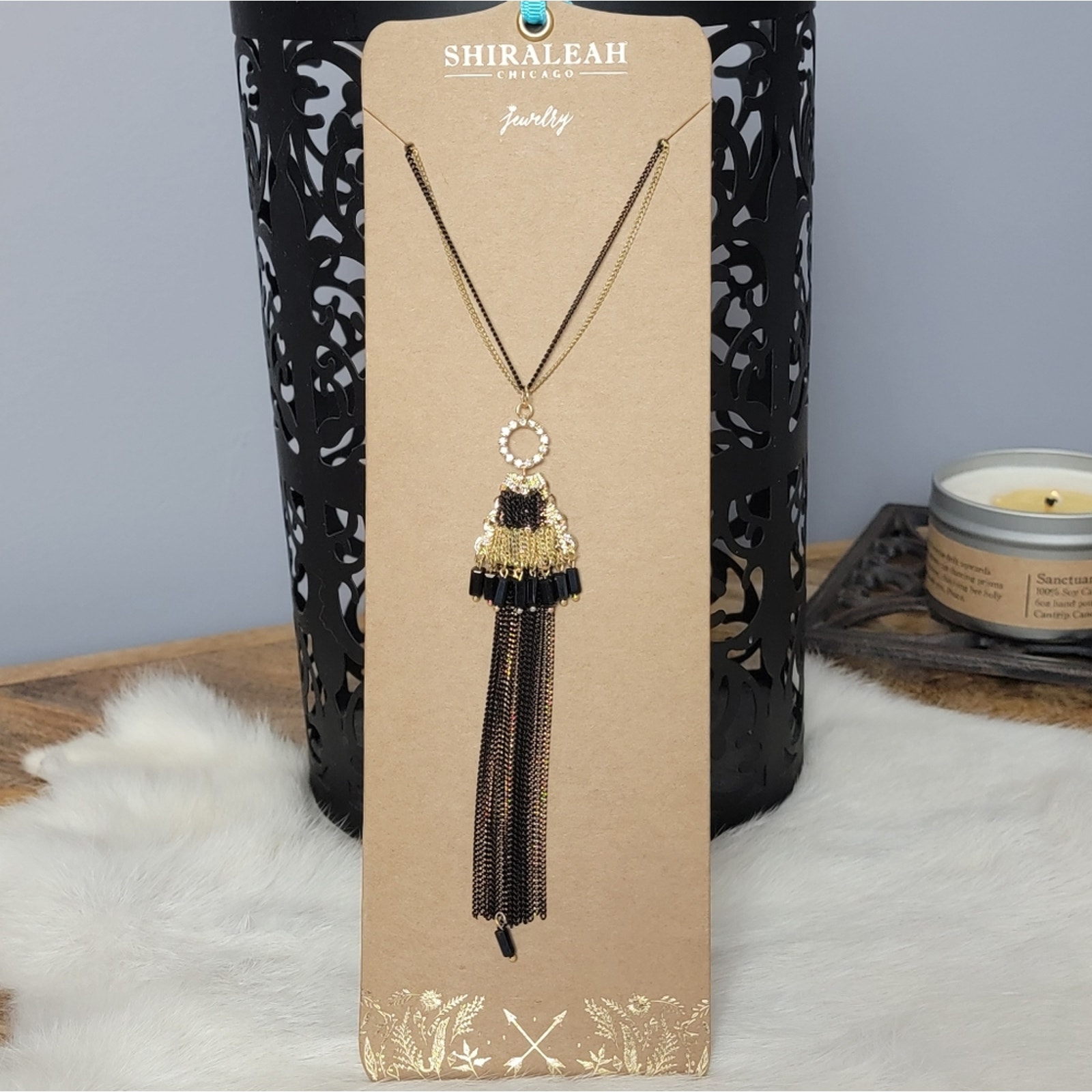 Nwt Shiraleah Anthropologie Sloan Chain Black Fringe Necklace 12$